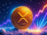 XRP-Kurs-Chart mit leichter Aufwärtsbewegung im April 2026, Hintergrund mit Ripple-Logo und US-Kapitol-Symbolen