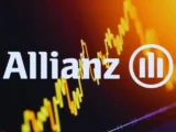 Allianz Aktie Chart mit Kurs um 381 Euro und Versicherungssymbolen im Hintergrund, Darstellung der stabilen Entwicklung 2026