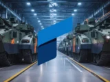 Rheinmetall Produktionsanlage mit modernen Militärfahrzeugen und Rüstungstechnologie in Europa