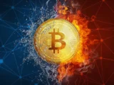Darstellung von Bitcoin mit futuristischem Quantencomputer-Konzept und digitaler Verschlüsselung
