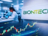 BioNTech Aktie Chart mit steigender Tendenz und Pipeline-Symbolen für Onkologie-Therapien 2026