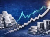Silberpreis 2026 Chart mit Kursentwicklung, Volatilität, Industrie-Nachfrage und Einflussfaktoren wie Zinsen und US-Dollar