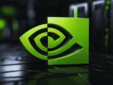 Nvidia-Logo und KI-Rechenzentrum