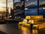 Goldbarren und Kurscharts während