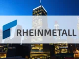 Rheinmetall Aktie Chart mit leichter Erholung und Rüstungsfahrzeug im Hintergrund, Mai 2026