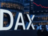 Börsensaal in Frankfurt mit fallendem DAX
