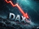 DAX-Börsenchart mit steigenden und fallenden Kursen sowie Darstellung der aktuellen Entwicklung des deutschen Leitindex.
