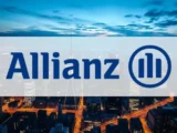 Allianz Aktie mit Versicherungsgebäude und Börsenchart der Kursentwicklung