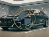 BMW-Fahrzeuge vor dem Unternehmenssitz in München