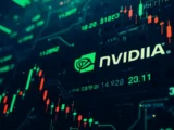 Isometrische 3D-Illustration von NVIDIA Server-Reihen in blauem Licht